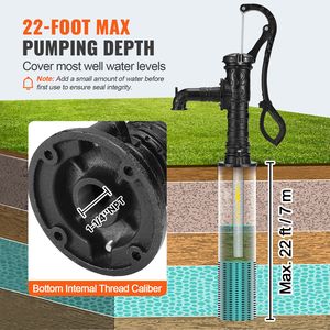 Pompa Manuale Antica in Ghisa per Acqua, Sollevamento Massimo 22ft, Maniglia Ergonomica, NPT1 1/4\", Facile Installazione, Pompe Manuali a Secchio per Pozzo - Product Image 3