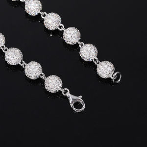 Round Cluster Moissanite Diamond <b>Bracelet</b> 925 Silver Iced Out <b>Ball</b> Link Chain Luxury Jewelry for Men Women Gift - Product Image 4