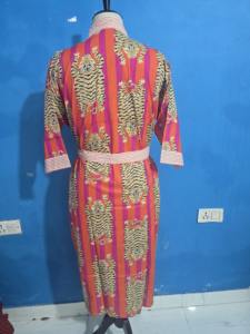 Robe Kimono Indienne Tigre Taille Unique pour Femme, 100% Coton de Haute Qualité, Peignoir d'Été avec Ceinture Ajustable pour Vêtements de Nuit Printaniers - Product Image 6