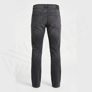 Jean en denim coupe droite délavé foncé pour homme, taille haute, coupe classique, en coton, style décontracté, pantalon d'automne - Product Image 2