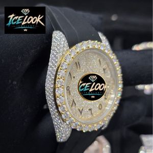 Montre mécanique Ice Look, cadran rond, lunette en cristal, montre-bracelet à quartz, bracelet en strass, style bijou - Product Image 3
