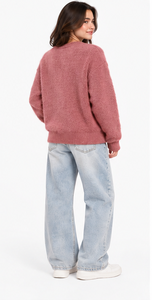 Pull en mohair surdimensionné personnalisé unisexe, en laine brossée, col rond, rayé, tricoté à la main, automne-hiver, OEM ODM - Product Image 4