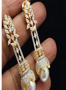 Pretty Premium Quality <b>Gold</b> Finish Designer CZ Zircon Hasli Necklace & <b>Earrings</b> <b>Set</b> for Engagement & Wedding Wear Women - Product Image 2