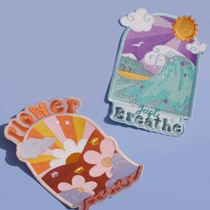 Custom Wave <b>Surf</b> Embroidery Patches Tropical Chenille Iron On Fabric Patches for <b>Jackets</b> Hats Backpacks Bags Vests Clothing Fash - Product Image 2
