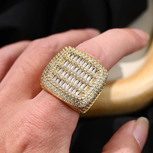 Hip Hop Style 925 <b>Silver</b> Fully Iced Diamond <b>Ring</b> Mixed Inlay Geometric Shape Moissanite Bling <b>Ring</b> for <b>Men</b> and Women Gift - Product Image 2
