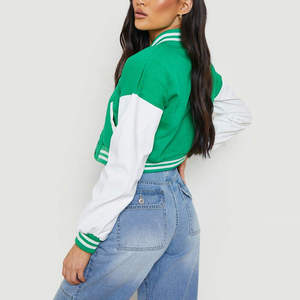 Veste de baseball personnalisée pour femme, style universitaire, veste de lycéenne, veste bomber courte pour femme, fabricant OEM ODM - Product Image 3