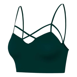 Sujetador deportivo de yoga para mujer, diseño simple con tirantes cruzados, alta sujeción, tela elástica en cuatro direcciones, transpirable por delante, para Pilates - Product Image 4