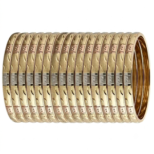Nueva Llegada ORO-Z Juego de Brazaletes Geométricos Tricolor Chapados en Oro de Alta Calidad para Mujer, Joyería Étnica Tradicional para Uso Diario, Personalizable - Product Image 1
