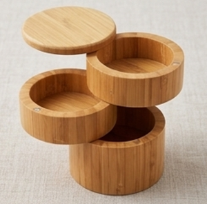 Handmade Wooden Salt And Sugar Storage Set 3 Tier <b>Stackable</b> Containers Durable Kitchen Organizer For Kitchen Restaurant Tabletop - Product Image 5