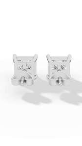 Boucles d'oreilles de luxe en or 10K avec diamant de laboratoire certifié, taille princesse, solitaire à quatre griffes, style panier - Product Image 2