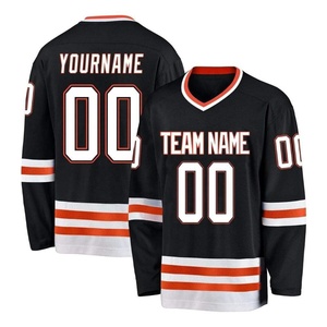 Custom Ice Hockey Jersey Adult Men V-Neck <b>Red</b> <b>White</b> <b>Stripes</b> Sublimated Print Personalized Team Name Number Moisture Wicking - Product Image 5