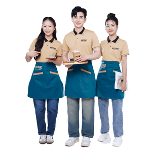Conjunto de Delantal y Camisa Polo de Poliéster Personalizable, Uniforme Promocional para Personal de Cafetería, Restaurante, Panadería, Ropa de Trabajo - Product Image 1