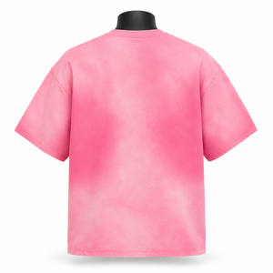 Camiseta Oversize de Algodón Rosa para Hombre, Manga Corta, Cuello Redondo, Ajuste Holgado Casual, Estilo Urbano de Punto Liso - Product Image 2