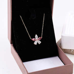 Collar con Colgante de Diamante en Forma de Flor Marquise, Plata de Ley, Claridad VVS VS, Diamante Cultivado en Laboratorio, Calidad IGI, Cadena de Regalo, Joyería - Product Image 3