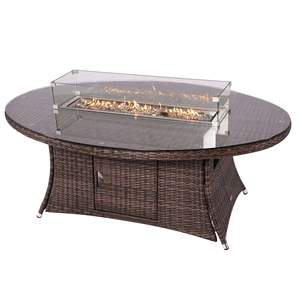 50,000BTU <b>Outdoor</b> Rattan Gas Fire Pit <b>Table</b> Propane <b>Outdoor</b> <b>Table</b> Only - Product Image 2