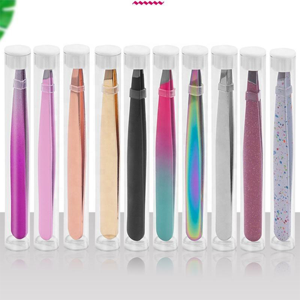 แหนบดึงขนคิ้วปลายเฉียงเคลือบไทเทเนียมพรีเมียม สีสันตามสั่ง ผลิตจากสแตนเลส พร้อมกล่องเก็บ - Product Image 1
