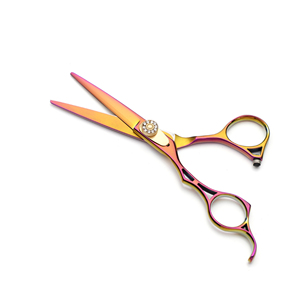 Ensemble de ciseaux de coiffure professionnels en acier inoxydable 6CR13, lame tranchante, pour droitiers, manche long, usage en salon, 28 cm, finition arc-en-ciel - Product Image 2