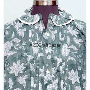 Robes décontractées d'été coréennes 100% coton pour femmes, mini, manches 3/4, col rond, imprimé floral, modernes, amples, printemps, écologiques - Product Image 3