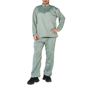 Ensemble de survêtement tendance personnalisé, léger, moderne et élégant, vert clair, simple, pour l'hiver, avec fermeture éclair, fourniture OEM - Product Image 1