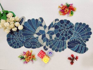 Handmade Cotton Embroidered Flower Placemat Rectangular Shape Palm Leaf <b>Foundation</b> Home Decoration Dining Room Use - Product Image 5