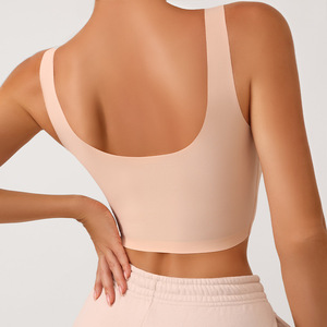 Custom Logo Seamless Sports <b>Bra</b> For Women <b>Stretch</b> Yoga Workout Running Gym Fitness Training Activewear Top - Product Image 4