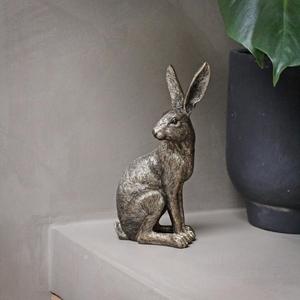 Large Ears Bronze <b>Rabbit</b> Sculpture Tabletop Decorative Figurine Metal Hare Ornament Easter Decoration - Product Image 1