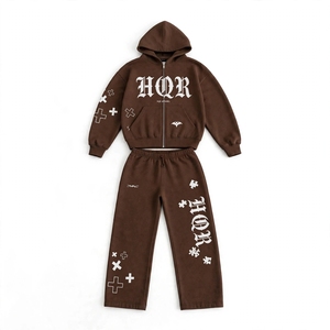 Conjunto Deportivo HQR Apparel, Sudadera con Capucha y Cremallera, Unisex, de Algodón Blanco Grueso, Lavado Ácido, Ecológico, Estampado, Estilo Urbano - Product Image 6