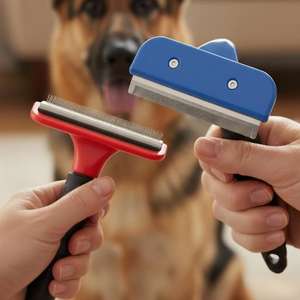 Spazzola YOMMY a Doppia Faccia Professionale per la Toelettatura degli Animali, per Districare e Ridurre la Perdita di Pelo, Modelli Disponibili tra cui Scegliere, Colore Rosso - Product Image 4