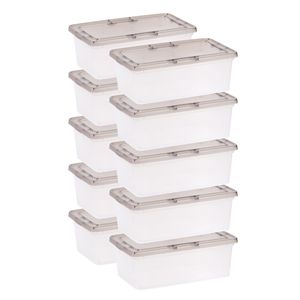 Bacs de rangement en plastique de 6 litres avec couvercles, empilables, lot de 10 - Product Image 1