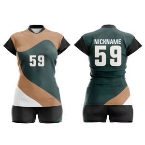 Conjuntos de Uniformes de Voleibol Personalizados para Mujer, Ligeros, de Poliéster, Transpirables, de Secado Rápido, con Nombre de Equipo Profesional, Parte Delantera Corta, OEM, ODM - Product Image 2