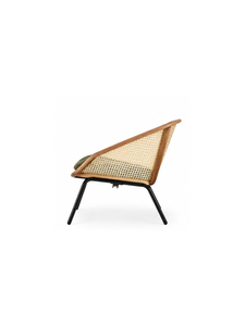 Silla de Comedor Moderna de Estilo Mid-Century, de Ratán, con Tapicería de Lino, Estructura de Madera y Patas de Metal, para Interiores y Exteriores - Product Image 5