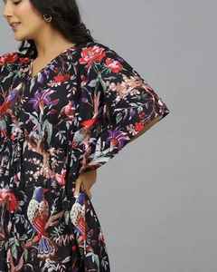 Robe kaftan en coton indien pour femmes, faite à la main, paréo de plage, kimono, robe confortable pour les vacances d'été - Product Image 2