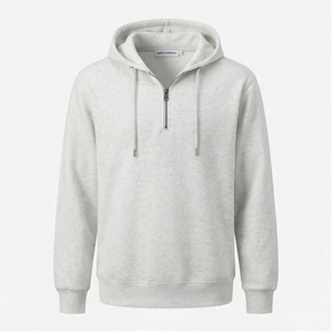 Sweat-shirt à capuche pour homme, fermeture éclair quart de tour, coupe classique, couleur unie, pull en molleton décontracté, vêtement d'automne - Product Image 1