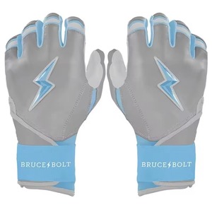 ถุงมือตีเบสบอลหนังแท้ Bruce Bolt ระดับมืออาชีพ ปรับแต่งได้ สีน้ำเงิน บุผ้าไมโครไฟเบอร์ถัก ปิดด้วยแถบตีนตุ๊กแก สำหรับผู้ใหญ่ทุกเพศ - Product Image 1