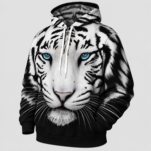 Sudadera con Capucha Deportiva Tejida con Estampado 3D de Tigre Animal King para Hombre y Mujer, Estilo Urbano Otoñal, Casual y Moderno, Largo Regular - Product Image 3