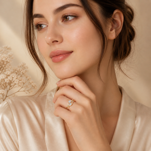1 CTW Round Cut Moissanite Diamond <b>Two</b> <b>Stone</b> Bypass <b>Ring</b> in Yellow Gold | Modern Crossover Engagement <b>Ring</b> for Women - Product Image 6