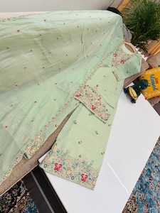 Ensemble Sharara brodé en Chanderi, tenue ethnique indienne et pakistanaise pour mariage, séchage rapide, toutes saisons, pour femmes - Product Image 6
