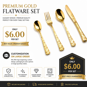 Golden Flatware Set Stainless Steel Cutlery Spoon <b>Fork</b> Knife Decorative Utensils for Wedding Dinner Tableware Hotel Restaurant - Product Image 2