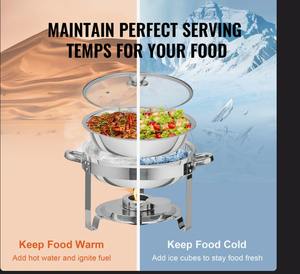 Ensemble de 2 réchauds ronds en métal de qualité supérieure pour buffet, chauffe-plats pour la restauration au meilleur prix - Product Image 3