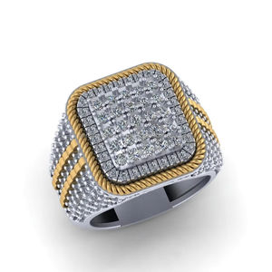 Anillo de cóctel geométrico para hombre de plata 925 con baño de rodio y pavé de moissanita, ideal para cumpleaños, bodas y aniversarios. - Product Image 1