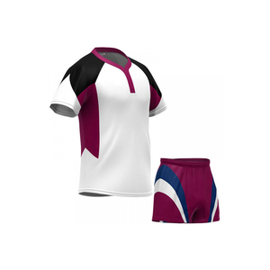 Ensemble de maillots de rugby personnalisés sublimés 100% polyester, respirants et à séchage rapide, avec poches et manches courtes - Product Image 4