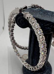 ต่างหูห่วงมอสซาไนต์ขนาดใหญ่ เงินแท้ สำหรับผู้หญิง แฟชั่นหรูหรา เครื่องประดับชั้นดี ต่างหูโดดเด่น - Product Image 3