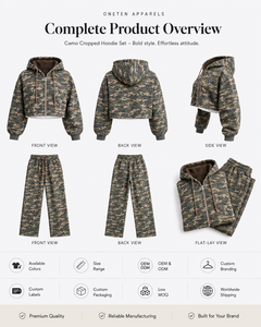 Ensemble jogging et sweat à capuche court unisexe surdimensionné, imprimé camouflage animal, respirant et léger, avec fermeture éclair, personnalisable avec logo, fournisseur OEM - Product Image 5