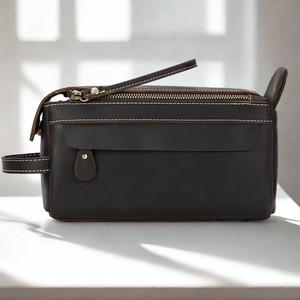 Genuine Leather Toiletry Bag Mens Dopp <b>Kit</b> Travel Wash Bag <b>Shaving</b> <b>Kit</b> Pouch Large Capacity Custom Logo Bulk TYG-0212 - Product Image 2