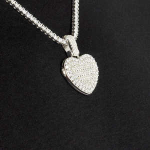Iced Out Heart Pendant <b>Necklace</b> for <b>Men</b> 925 Sterling Silver Moissanite Diamond Tennis Chain Hip Hop Jewelry - Product Image 4