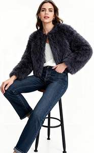เสื้อโค้ทขนสัตว์แฟชั่นฤดูหนาวสำหรับผู้หญิง เสื้อโค้ทขนสุนัขจิ้งจอกแท้ทรงโอเวอร์ไซส์ พร้อมขนสุนัขจิ้งจอกสีเงินแท้ เสื้อแจ็คเก็ตหรูหรา - Product Image 3