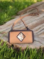 Dompet selempang kulit sapi untuk wanita, dompet kapasitas besar ponsel ritsleting berlian, dompet multifungsi modis untuk wanita