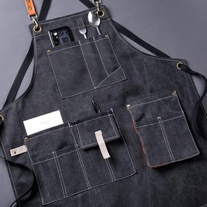 Tablier en jean unisexe 2026 dernière collection avec plusieurs poches et accents en cuir pour restaurants, bars, barmans et serveurs - Product Image 5