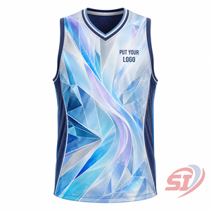 Diseña Tu Propia Camiseta de Baloncesto, Nombre y Número Personalizados, Sublimación, Transpirable, Ecológica, de Secado Rápido, Uniforme de Equipo, Top Arctic Prism - Product Image 1