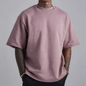 T-shirt décontracté surdimensionné en molleton de coton respirant et écologique de 120 grammes pour homme, épaules tombantes, haute qualité, vente en gros, personnalisable - Product Image 4